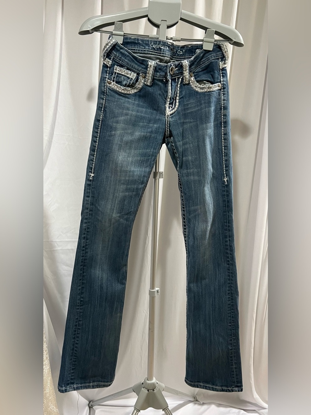 Cowgirl Tuff Dark Blue Bootcut Jeans with Contrast Trim